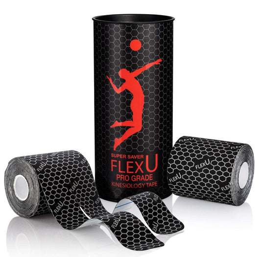 FlexU Kinesiology Tape; 40 Extra-Wide Pre-Cut Y-Shape Strips (3"x10") - Unique Design for Lower Back, Shoulders, Knees, and Neck - Professional-Grade Muscle & Joint Support; Long Lasting (Black)