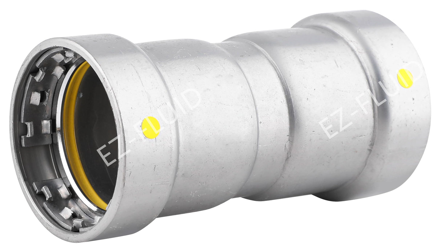 (10Pk) PressKingG 1/2" Press x Press Gas Carbon Steel Coupling With Stop Fitting (HNBR) Fits Mega Type Press Gas Fitting Connection For Steel Gas Pipe CSA Certified Commercial,Residential