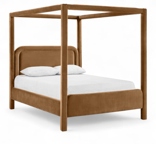 Meridian Furniture Salina Saddle Velvet Upholstered Queen Bed
