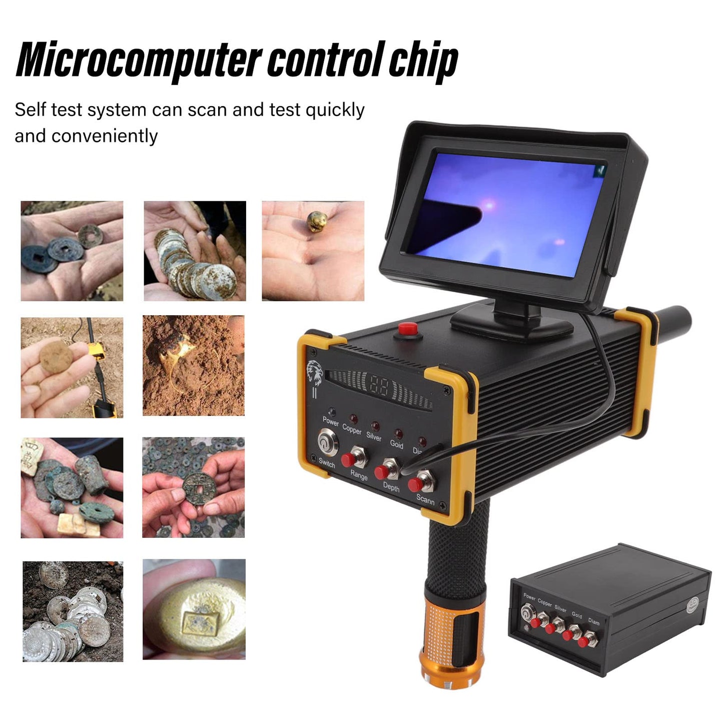 Metal Detector Scanner Device 15m Deep Professional Gold Finder Underground Location Detecting Identifying Machine with Search Range 1000m 100‑240V (US Plug)