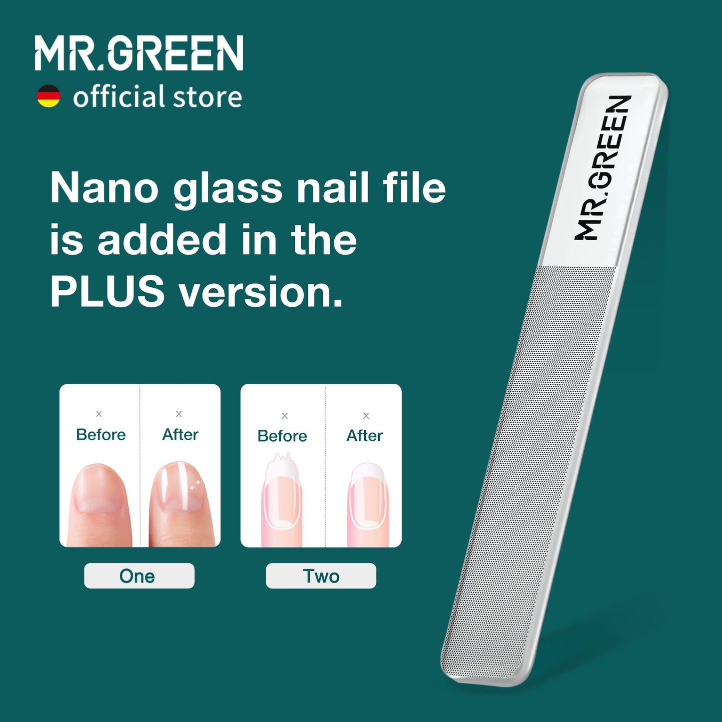 MR.GREEN Oblique Toenail Clipper Stainless Steel Pedicure Tools Good at Cutting Thick and Hard Nails Professional Ingrown Nail Cutter (Nail Clipper+Nail File)