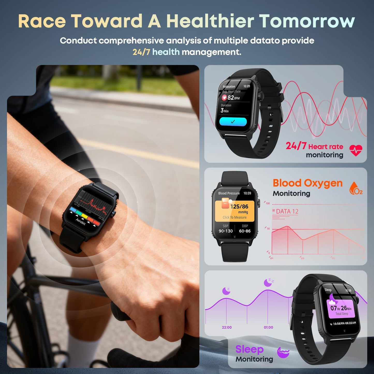 DIVOAZBVO Smart Watch for Men, 120+ Sports Modes Smartwatch with 1.83" HD Touchsreen, Sleep Monitor, IP67 Waterproof, Bluetooth Call & Music Control Fitness Watch for iPhone/Android Black