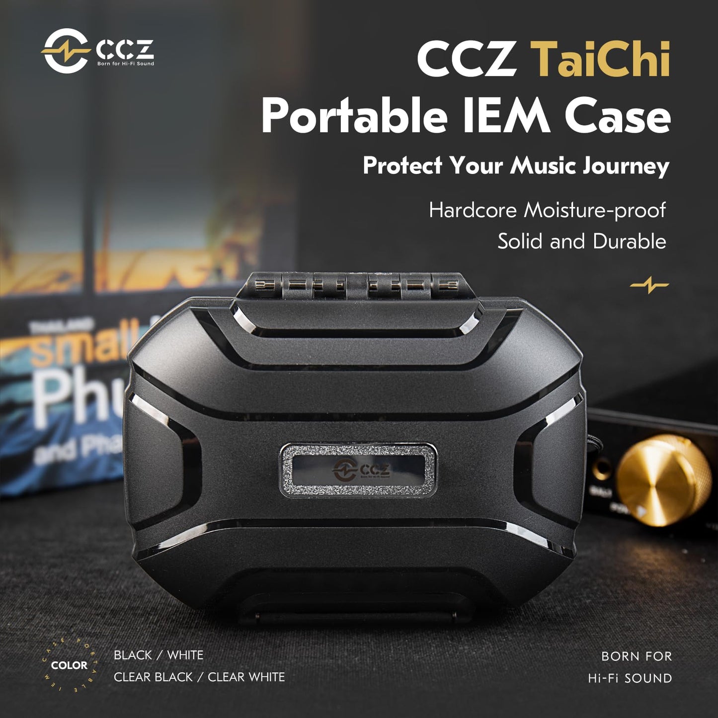 CCZ ZC01 in Ear Monitor Case, Portable Earbud IEMs Case, Waterproof Earphone Storage Box, Travel Carrying Organizer for Headphones, IEM Cables, Fit for KZ ZS10 Pro/ZS10 Pro X/ZS12 Pro X (Black)