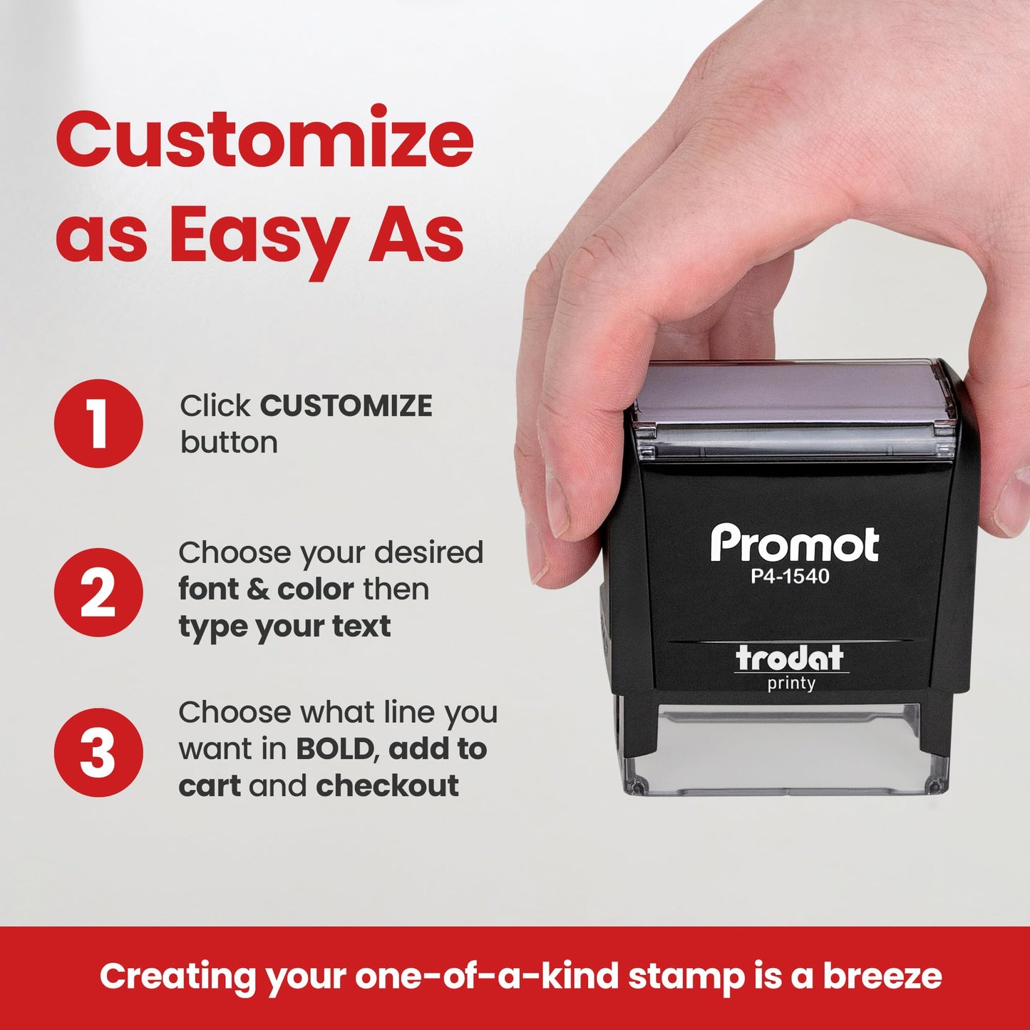 Promot Self Inking 2 Line Custom Stamp - Personalized Name Stamp for Office, Teacher, Address & Business Label Stamp - Choose Font, Ink Color, Pad, for Personal & Professional Use - Small