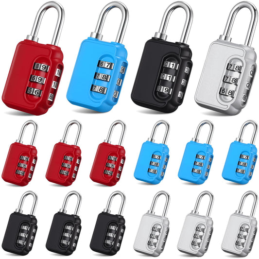 Otoolling 16 Pack Combination Lock 3 Digit Padlock Keyless Outdoor Waterproof Padlock Resettable Luggage Locks for Luggage Baggage Cabinets Gate Case Travel Gym School Fence Alloy Steel Shackle