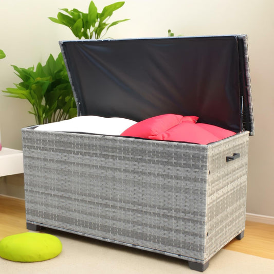 Geelife Wicker Patio Furniture Storage Box Grey