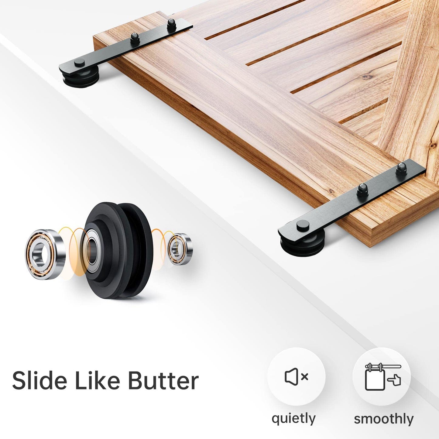 EaseLife 12 FT Sliding Barn Door Hardware Track Kit,Straight Pulley,Slide Smoothly Quietly,Easy Install (12FT Track Kit for 72" Wide Single Door)