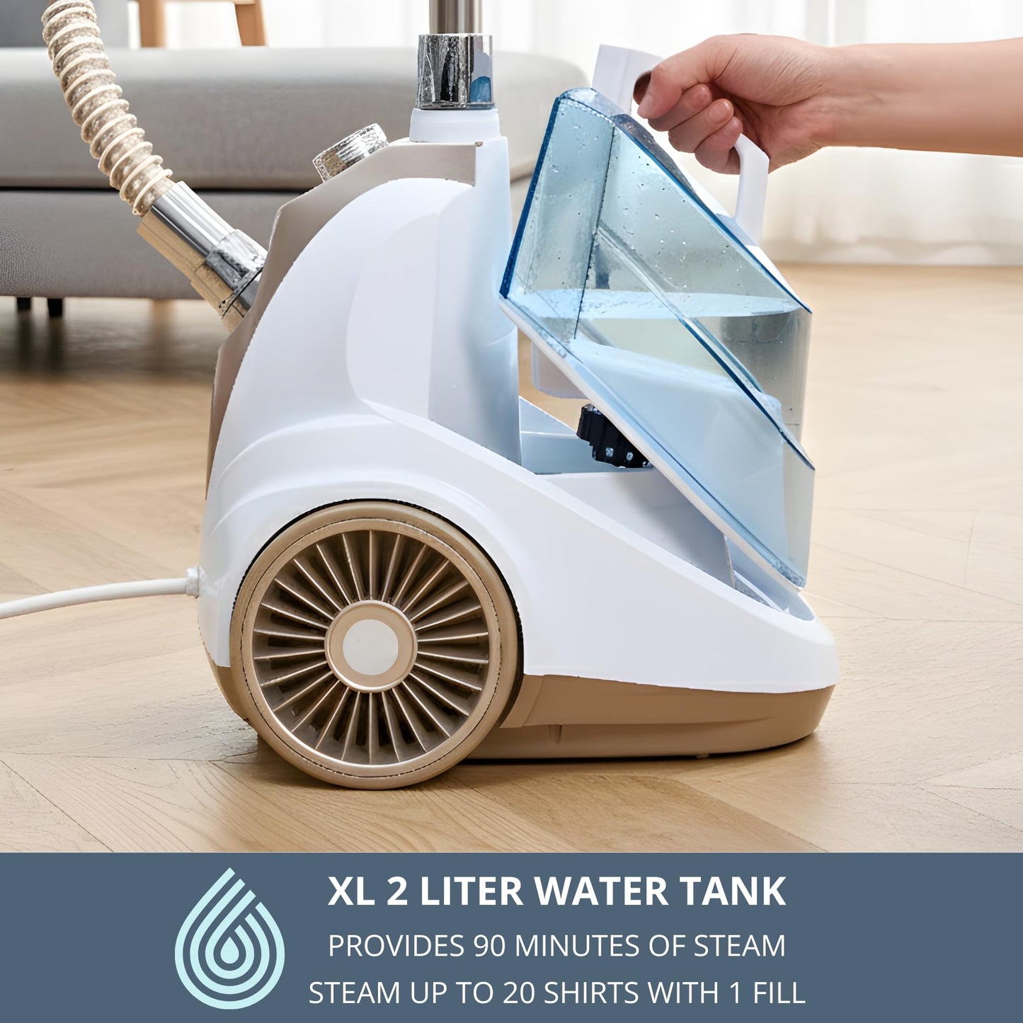 True & Tidy Luxury Standing Garment Steamer with 10 Steam Settings, Smart Auto Shut-Off 1800 Watt Powerful Clothes Steamer, Fast Heat Up, Wrinkle Removal for Home and Business Use