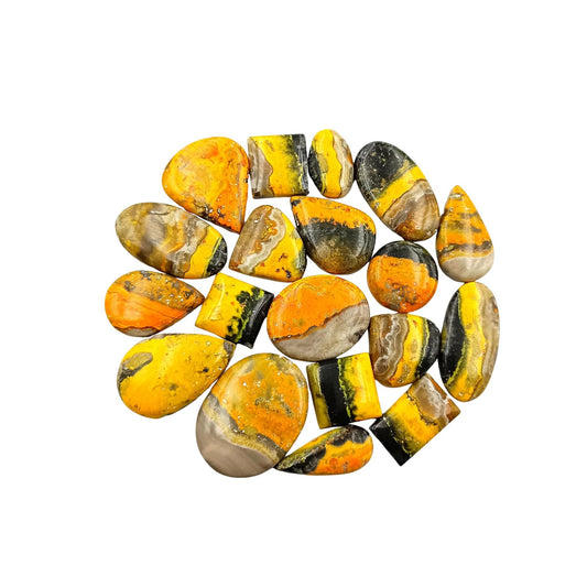 Natural 5, 4 & 3 Pcs Gemstones Cabochons Lot (15–30 MM), Multi Shape Stones for Jewelry Making Supplies Healing Crystals Gems Loose Gemstones (bumble bee, 3pcs)