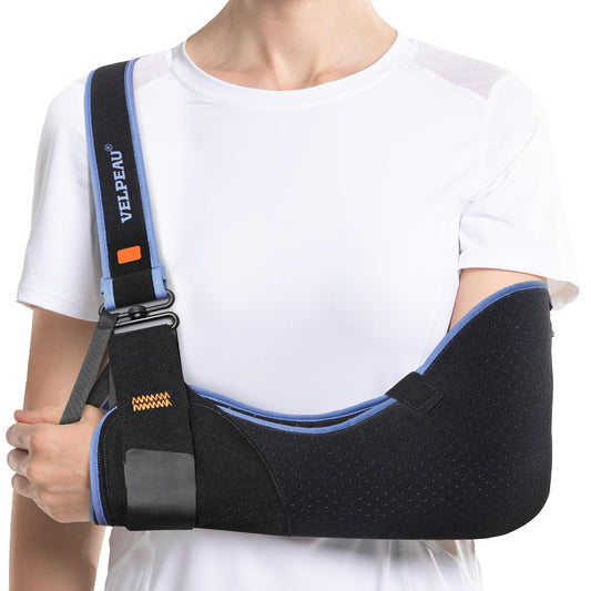VELPEAU Arm Sling Shoulder Immobilizer for Women and Men, fit Left or Right Arm - Rotator Cuff Support Brace -Medical Sling for Shoulder, Clavicle, Elbow Injury (Comfort type, Medium: Bust 29.5″-33.5″)