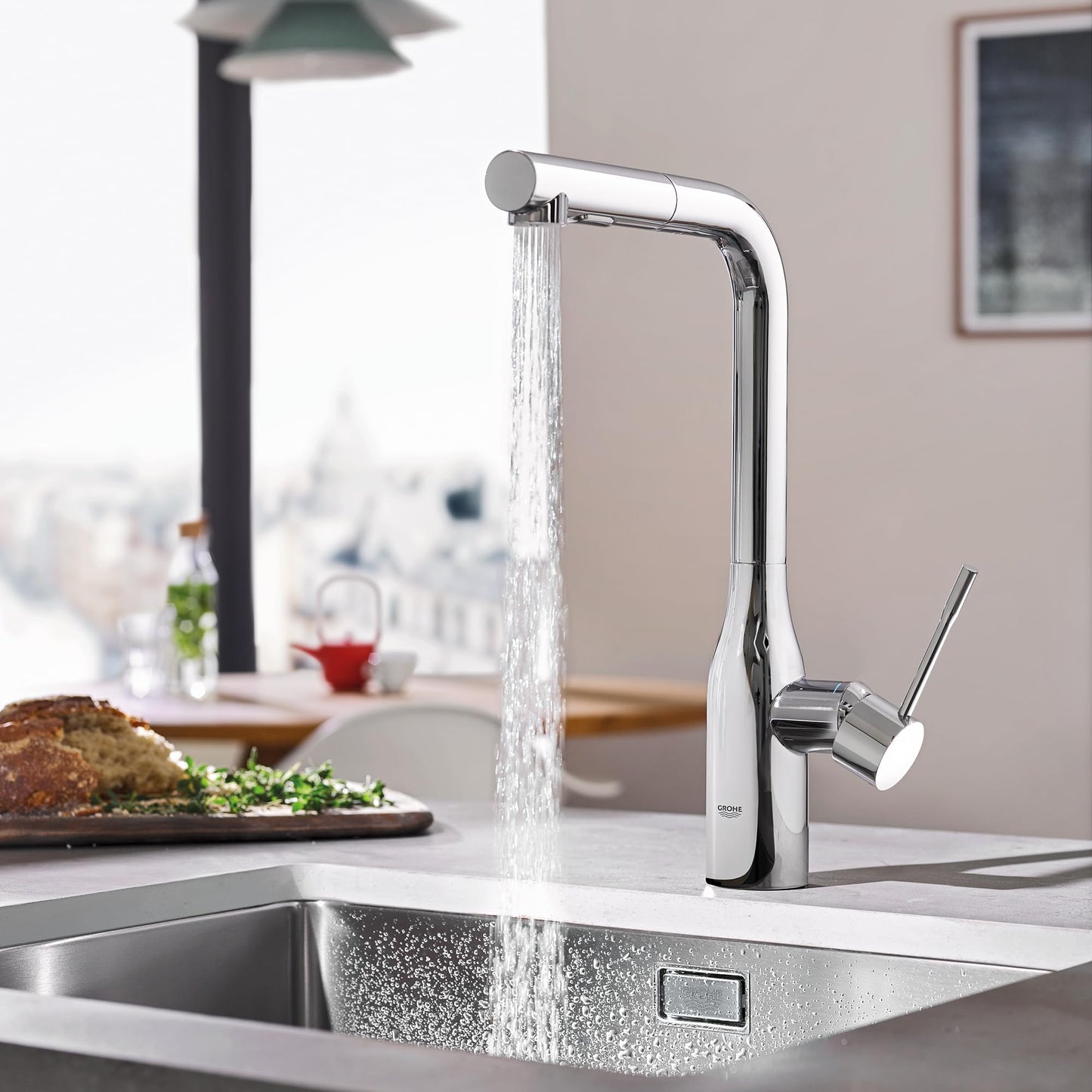 GROHE 30271000 Essence Dual Spray Pull-Out Kitchen Faucet Chrome