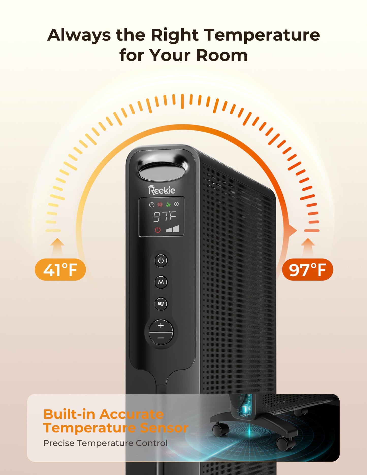 Reekie Convection Panel Space Heater, 1500W Electric Mica Infrared Heaters for Indoor Use Large Room Heater with Smart Thermostat, Remote, 24h Timer, Quite Whole Room Heater for Bedroom Office Garage