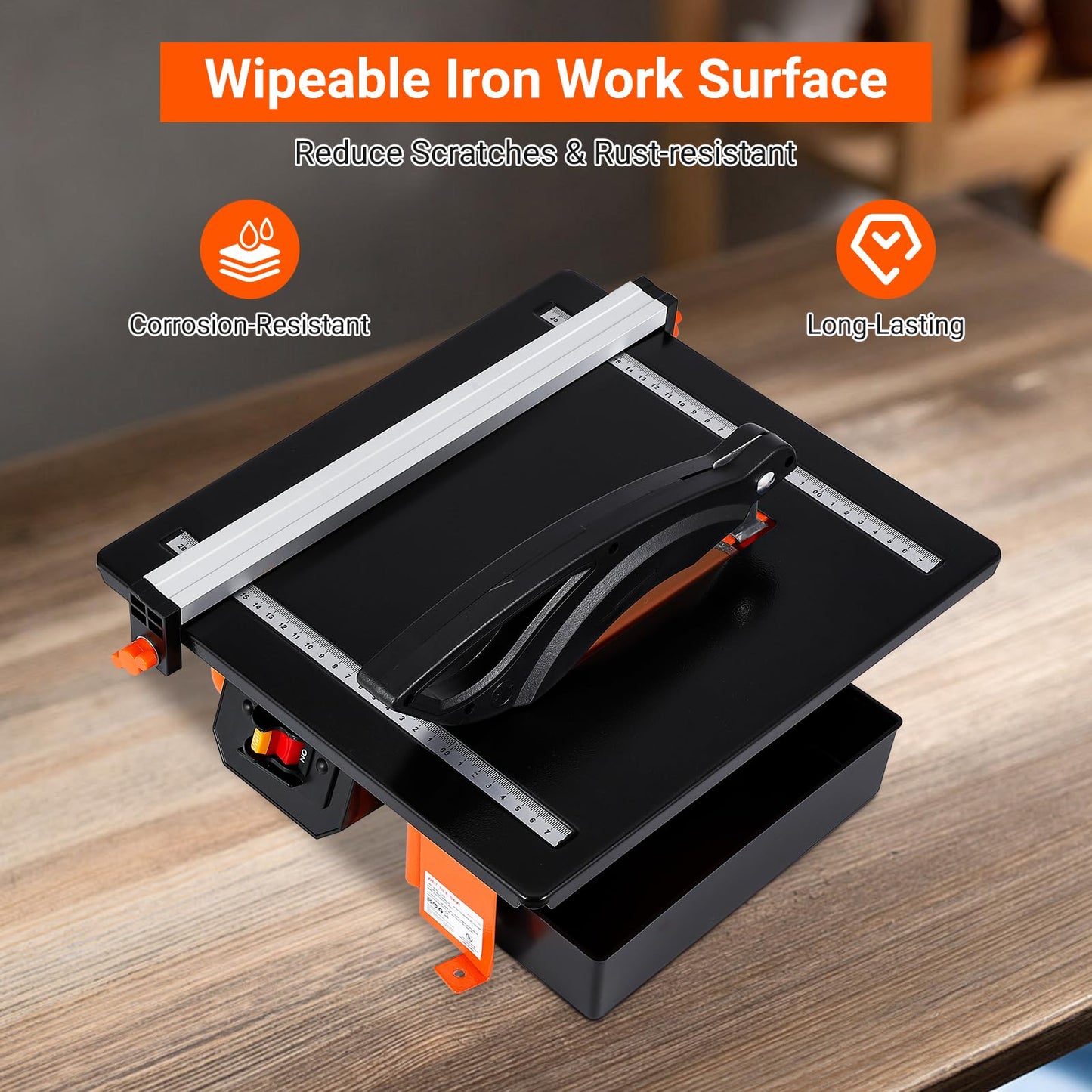 7 inch Wet Tile Saw, MERXENG 3450 RPM, Bevel cuts tile from 0 to 45 Degrees, Tile Cutter Wet Saw with Water Reservoir for Cutting Tiles and Stones, for DIY Enthusiasts