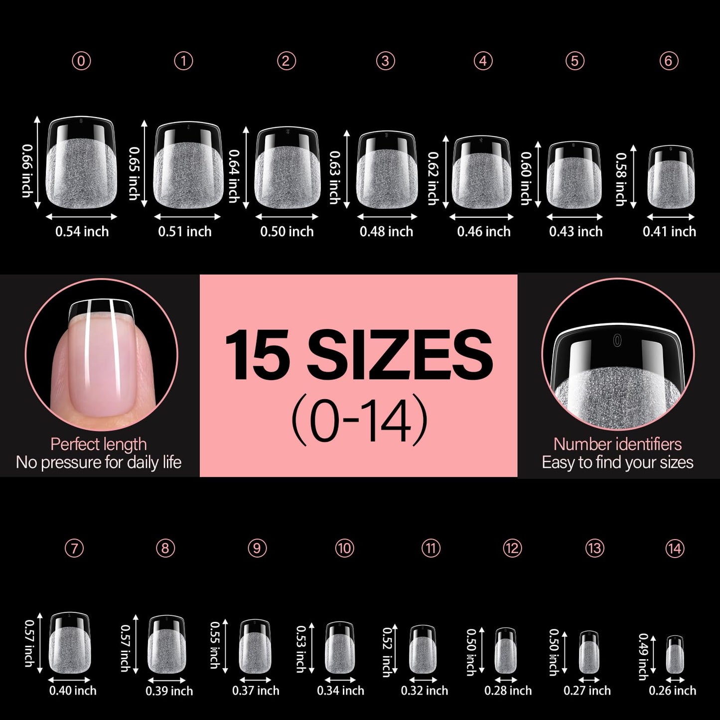 AILLSA Extra Short Square Nail Tips - 15 Sizes 240pcs Half Matte False Nail Tips Pre-shaped Short Nails Tips, Acrylic Fake Press on Gelly Tips for Gift
