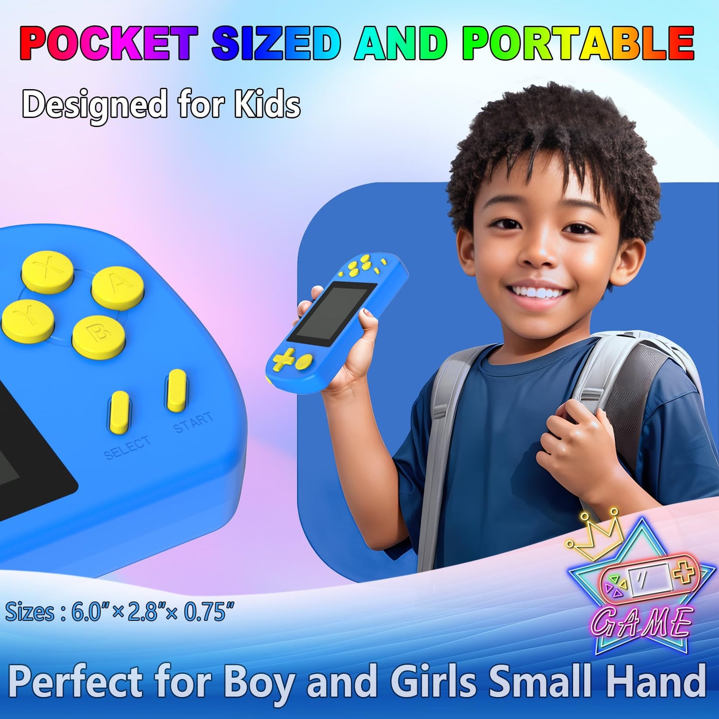 TEBIYOU Handheld Games for Kids Built-in 218 Video Games, Portable Kids Travel Toys for Ages 4-13 with Rechargeable Battery 3.0" HD Screen, Mini Gaming Player Birthday Gifts for Boys Girls (Blue)
