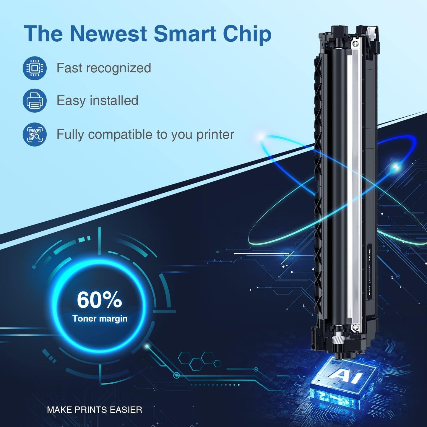 TN760 Toner Cartridge Compatible Replacement for Brother TN760 TN-760 TN730 TN-730 for MFC-L2690DW MFC-L2710DW MFC-L2750DW HL-L2370DW HL-L2395DW DCP-L2550DW HL-L2350DW Printer Toner Cartridges(4 Pack)