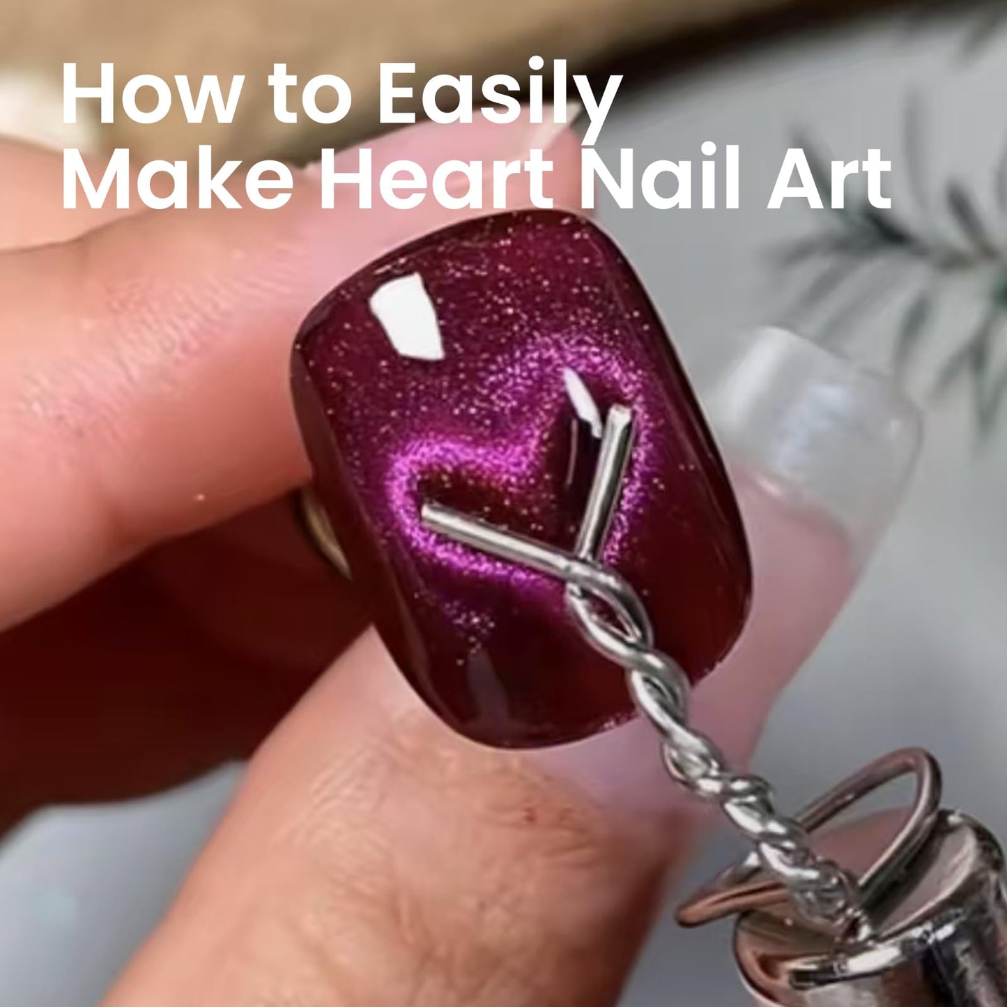 3 In 1 Nail Magnet For Cat Eye Gel Polish With Extra 1 PCS Square Magnet, 5 PCS Paper Clips For Heart Flower And Black Hole Nail Art DIY Tools Design Walnut