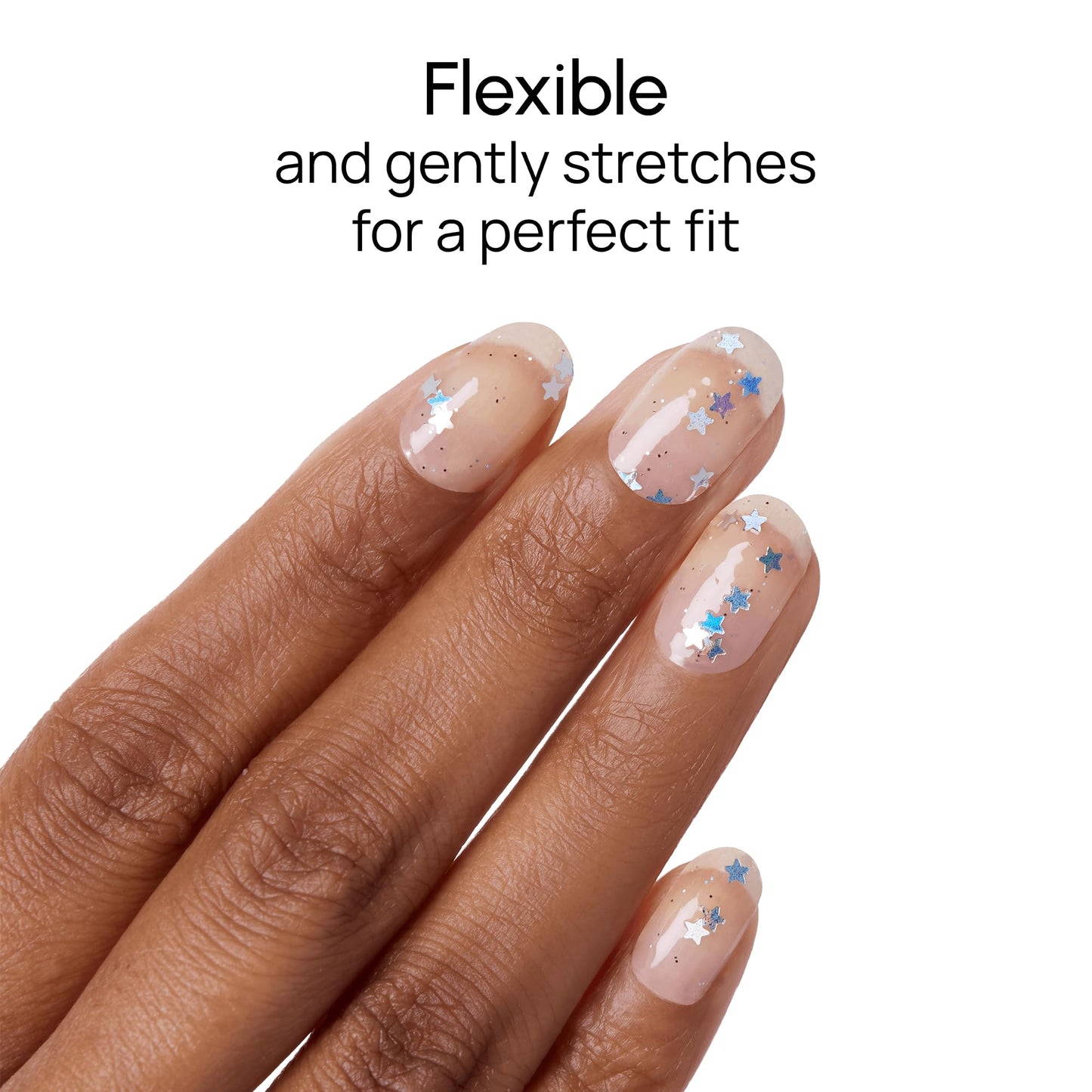 Color Street Wishing Stars Glitter Nail Strips - Holographic Star Overlay - Clear Glitter Finish - Layer Over Nail Color or Wear Alone - 16 Double-Ended Nail Strips - Easy Peel & Stick No Drying Time