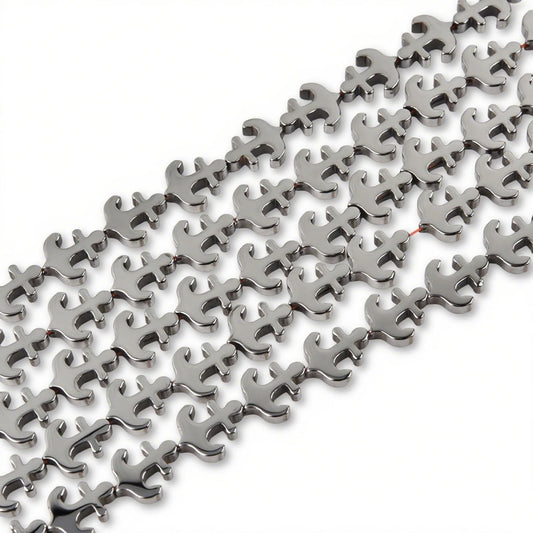 HAAMIIQII 30pcs 11x13mm Natural Black Hematite Loose Gemstone Beads Anchor Shape Spacer Stone Beads for Jewelry Making DIY Bracelets Necklaces Crafting