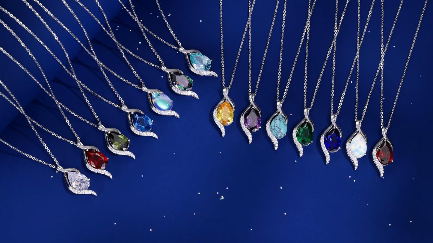 FANCIME February Birthstone Necklace for Women Teardrop Amethyst Necklace S925 Sterling Silver Gentle Love Birthday Gifts for Mom Women, 16"+2" Inches