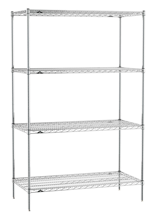 Metro EZ2448NC-4 Super Erecta Industrial Wire Shelving 4-Shelf Convenience Pak, Chrome, 24" x 48" x 74.5"