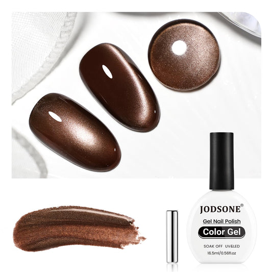 JODSONE Dark Brown Cat Eye Gel Nail Polish 16.5ml Glitter Magnetic Reflective Translucent Need U V Curing Salon Gift for Girl Women