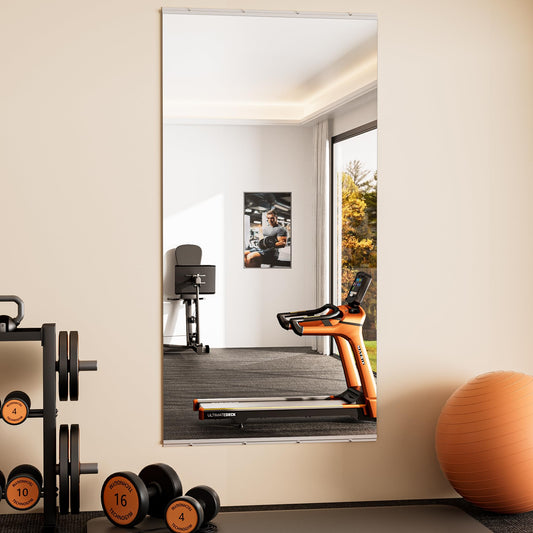 Keonjinn Home Gym Mirror, 72" x 36" Workout Mirrors for Home Gym, Frameless Tempered Glass, Full Body Wall Mirrors for Fitness Exercise, Yoga Room, Dance Studio, Garage