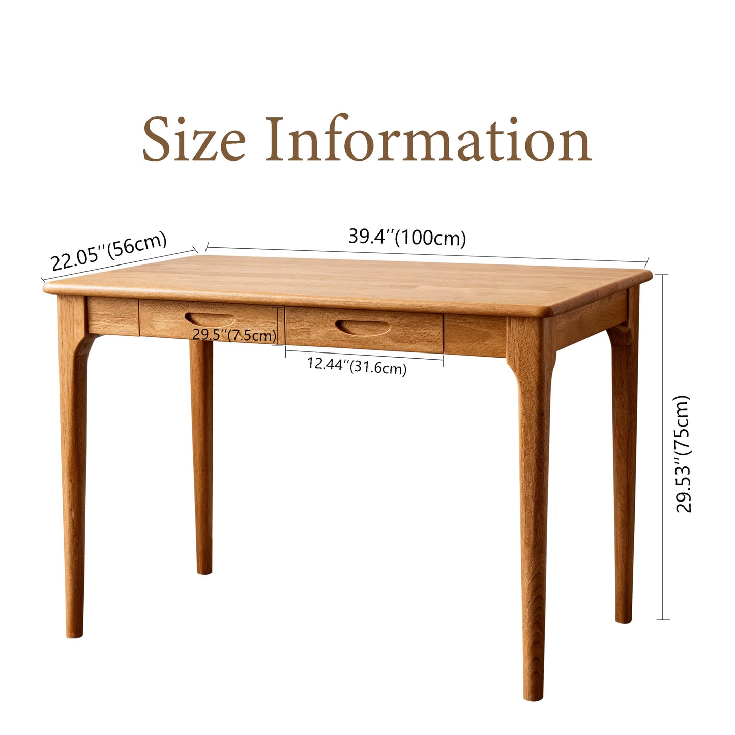 SHILAIYUNZ 40" Real Solid Wood Desk with Drawers, Space-Saving Home Office Writing Wooden Desk, Gaming & Computer Desk for Bedroom, Work Study Table for Small Space, Easy Assembly(Beech,40Inch)