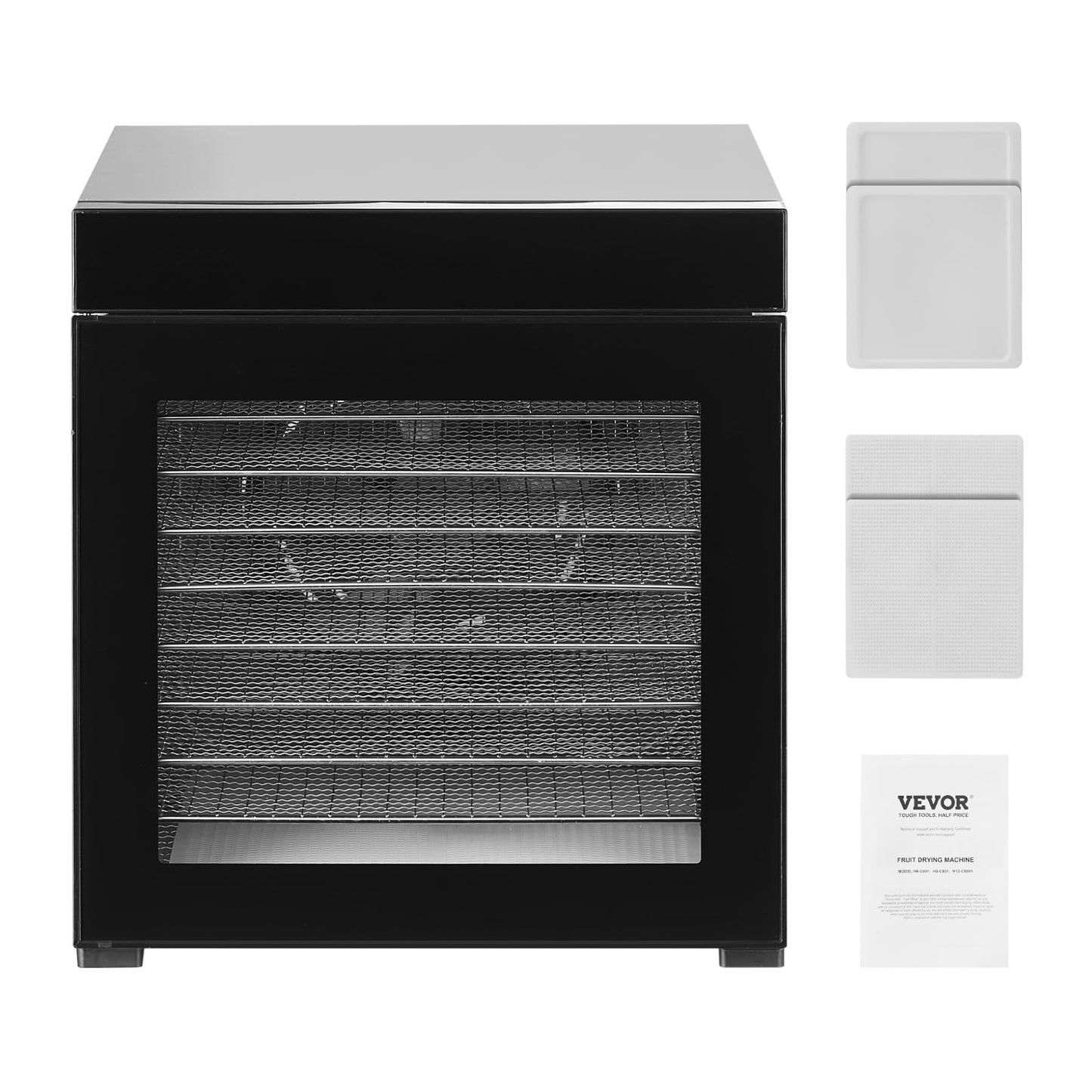 VEVOR Food Dehydrator, 10 Stainless Steel Trays Dehydrators Machine, 1000W Food Dryer with Adjustable Temp & 24-Hour Timer, Food Dehydrator for Jerky Meat Fruit Vegetables Herbs Dog Treats