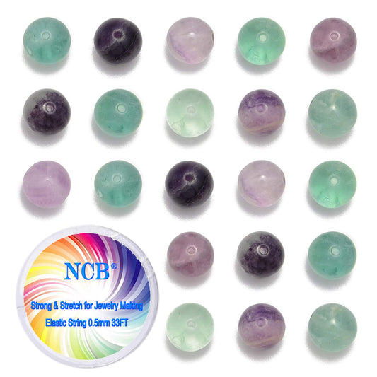 NCB 200pcs 4mm Colorful Fluorite Loose Beads for Jewelry Making, Natural Semi Precious Beads Round Smooth Gemstones Spacer Beads Charms for Necklaces Bracelets (Colorful Fluorite, 4mm 200Beads)