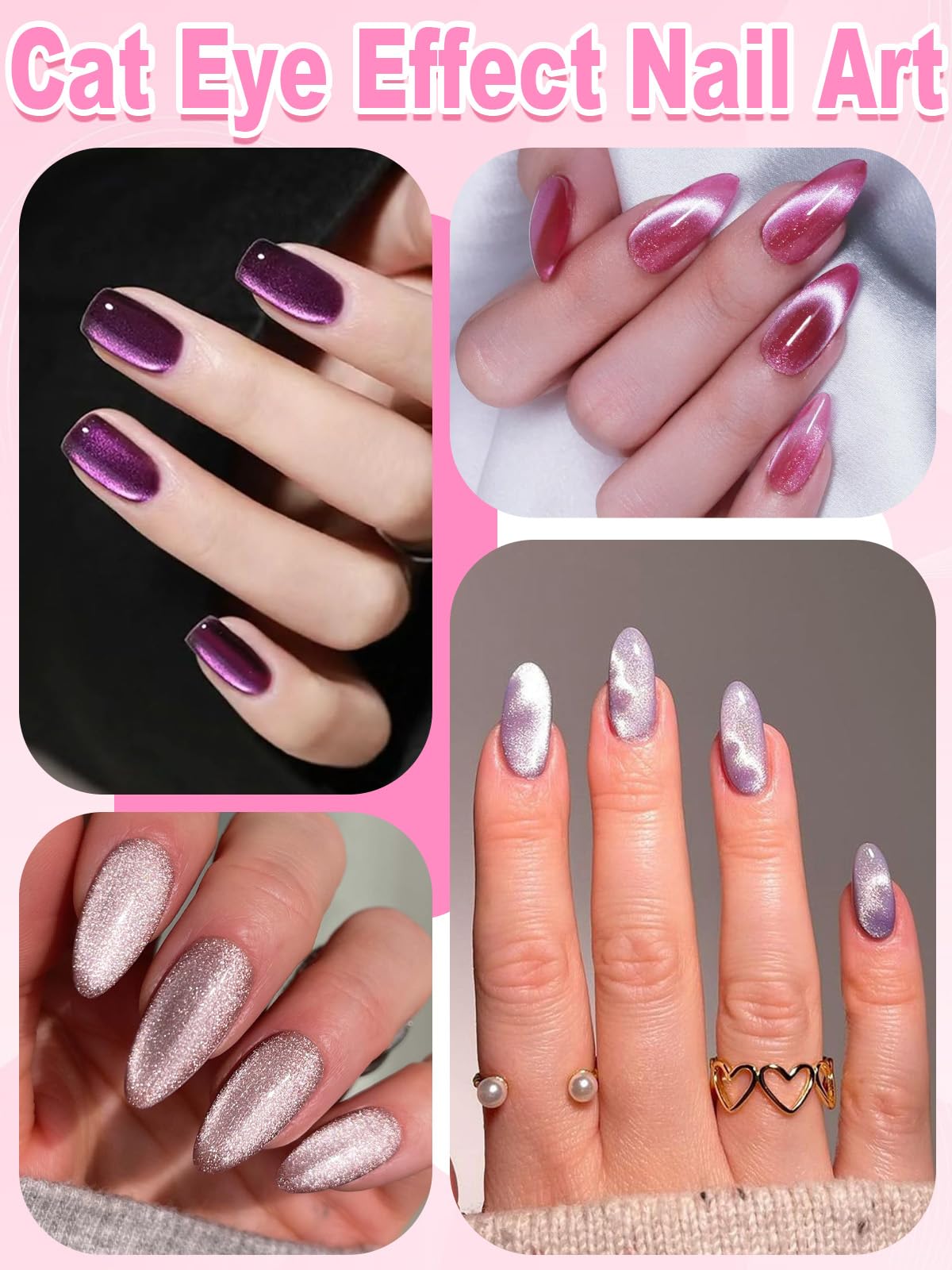 54PCS Cat Eye Nail Magnet Set, EBANKU Cat Eye Gel Nail Polish Magnet for Nails, 3 IN 1 Magnets for Cat Eye Gel Polish, Cat Eye Magnets Sticks Nail Design Tools Nail Art Accessories