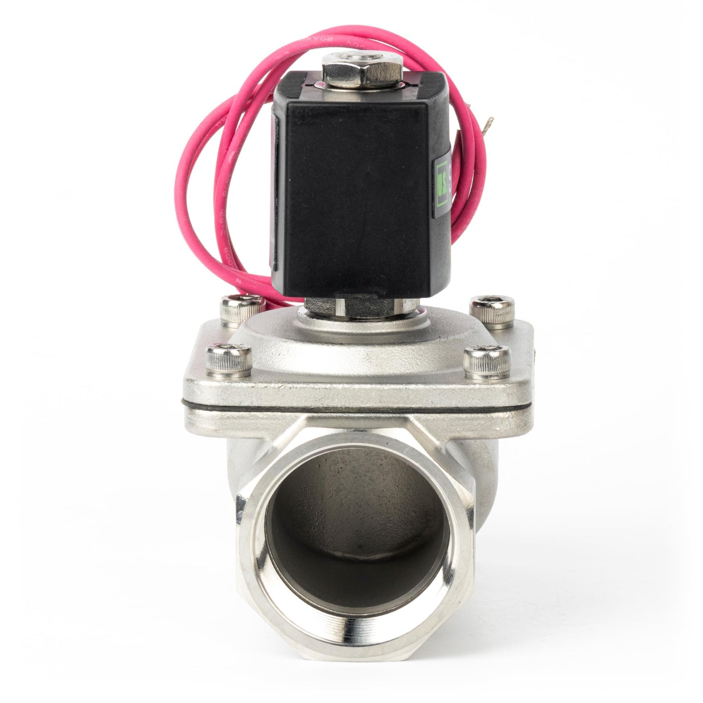 U.S. Solid 1-1/4" Stainless Steel Solenoid Valve - 110V AC Normally Closed Electric Solenoid Valve with Viton Seal, Lead Wire Type