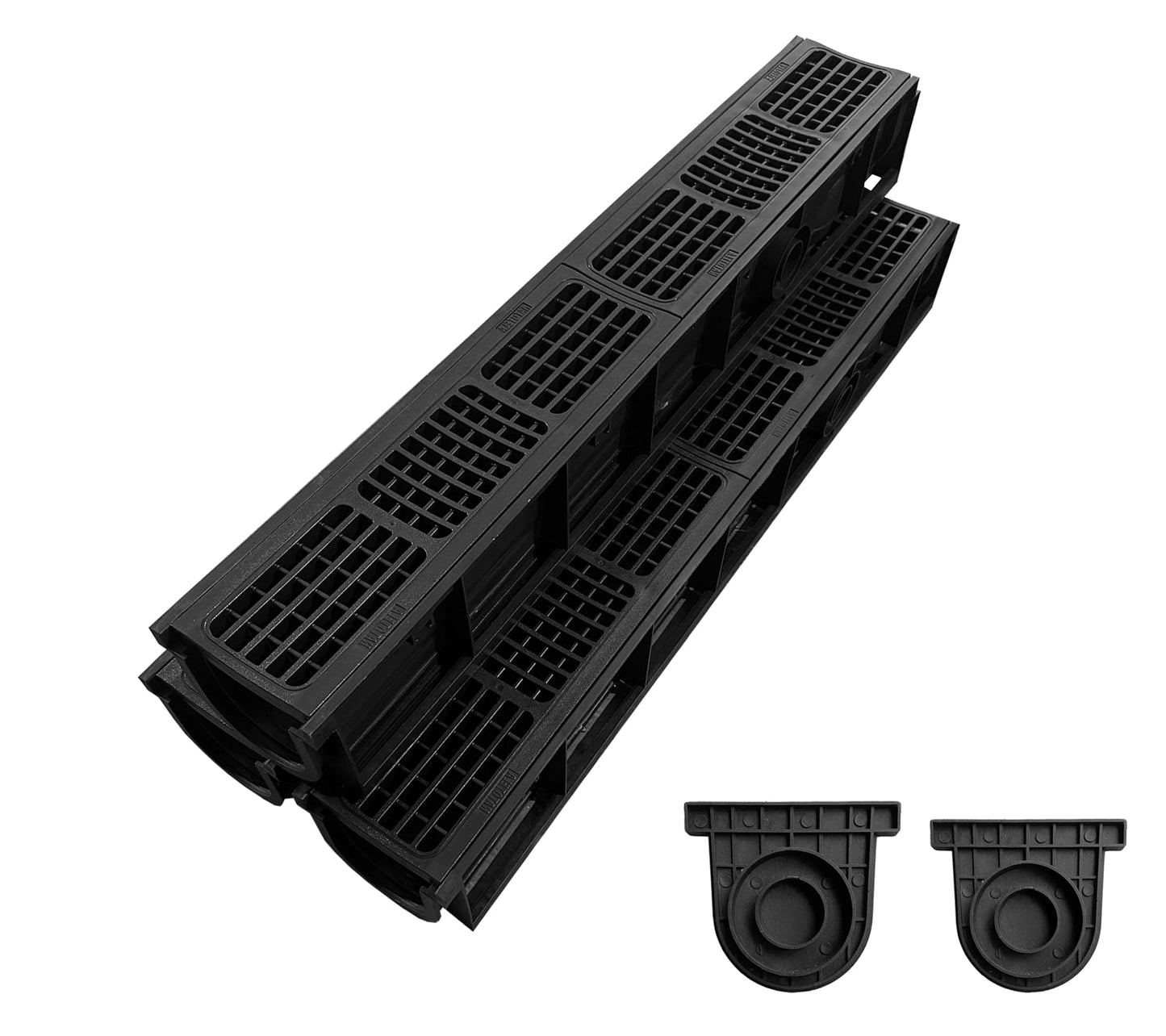 Natotela Driveway Channel Drain with HDPE Grate-39.4x6.1x5.5in Deep Profile Trench Drain System for Garage,3 Pack Total Length 118.11in,Heavy Duty Trench Drain for Parking Lot,Concrete