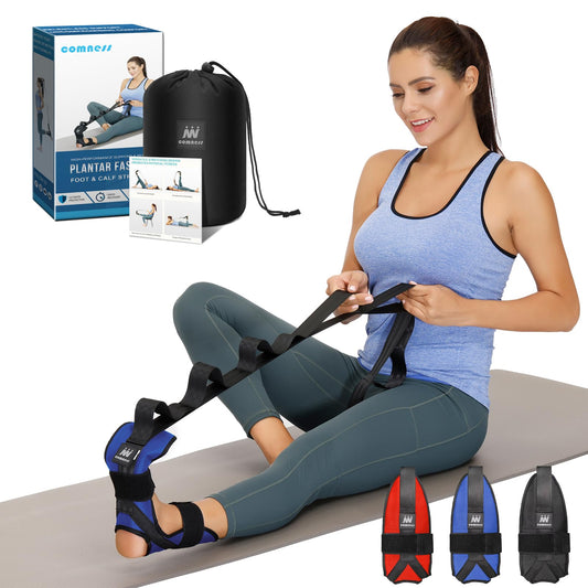 comness Foot and Calf Stretcher Stretching Strap For Plantar Fasciitis, Heel Spurs, Foot Drop, Achilles Tendonitis & Hamstring. Yoga & Leg Stretch Strap. (Blue)