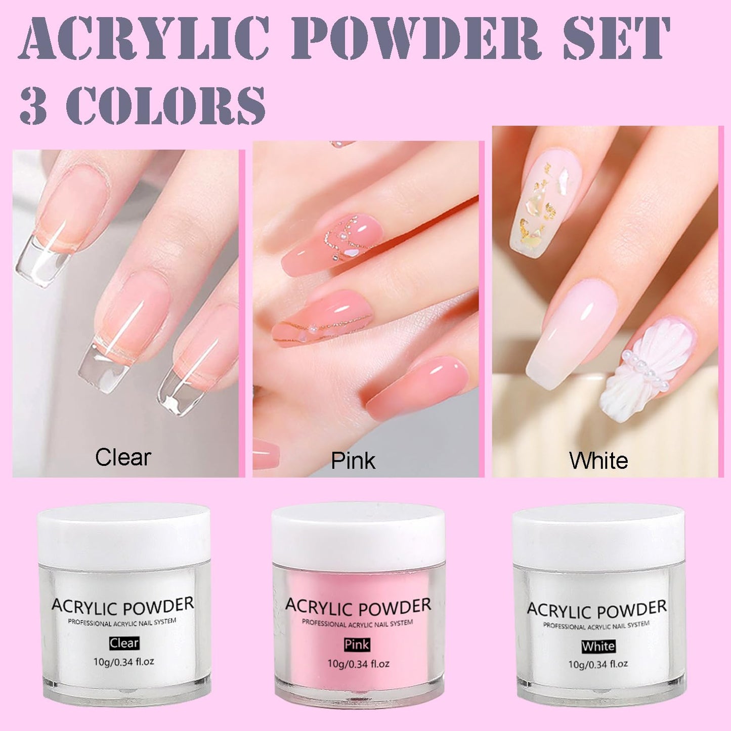 Acrylic Nail Kit for Beginners with Everything Nails Acrylic Set with Drill Nail Lamp Acrylic Powder Glitter Decorations Rhinstones Tools for Women Home Salon