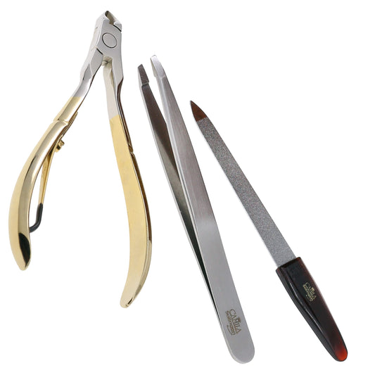 Camila Solingen CSK2 Pedicure and Manicure Set with Nail File, Cuticle Trimmer and Tweezers for Perfect Cuticle Care and for Nose and Eyebrow Hair Cutter, Perfect Pedicure Tools and Skin Tag Remover