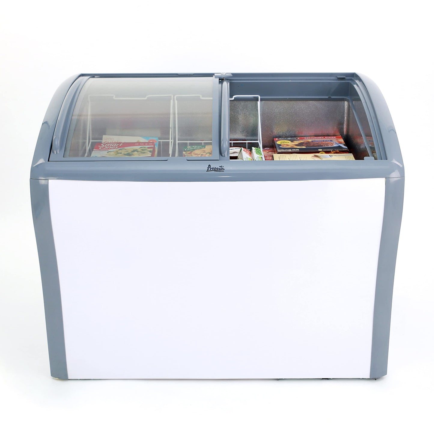 Avanti Commercial Convertible Refrigerator/Freezer/Beverage Cooler with Sliding Glass Display Doors with Storage Baskets, Adjustable Temperature Control and Defrost Drain, 9.5-Cu.Ft., White