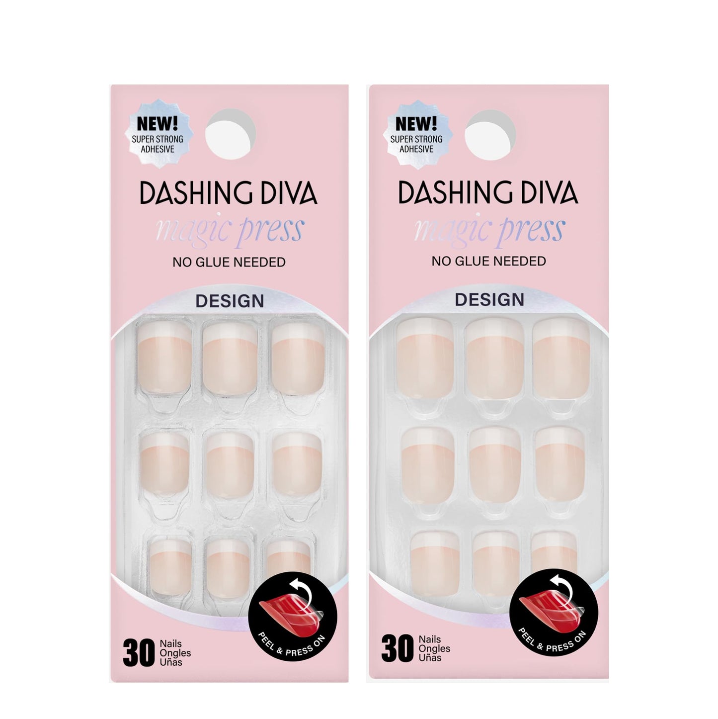 Dashing Diva Magic Press Nail Bundle - French Collection - Square Press On Nails - Day to Night & Homecoming - Long Lasting Gel - Lasts Up to 7 Days - 2 Sets
