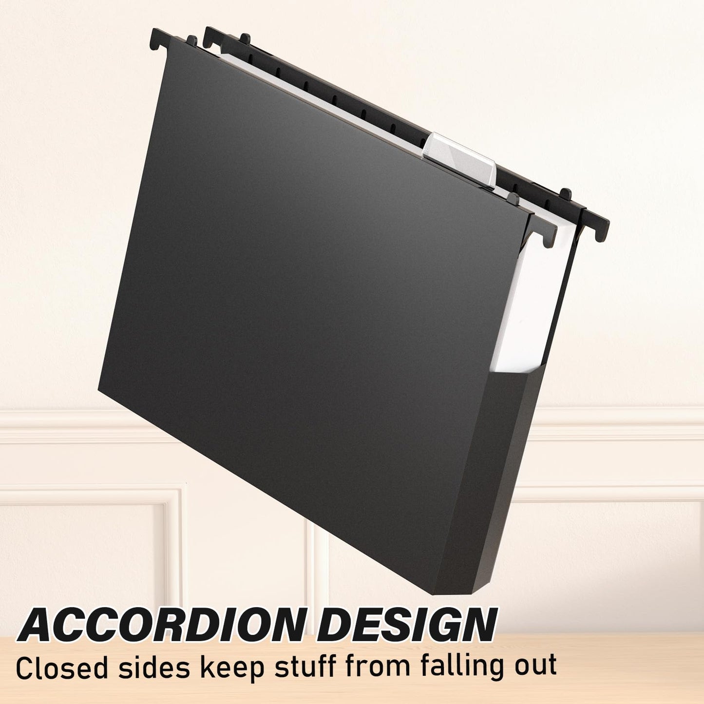 Plastic Hanging File Folders Letter Size,Heavy Duty 2" Expandable File Folder with Tabs,12 Pack Reinforced Expanding Hanging Folder,File Cabinet Folder,Extra Capacity Hanging Organizer for Home Office