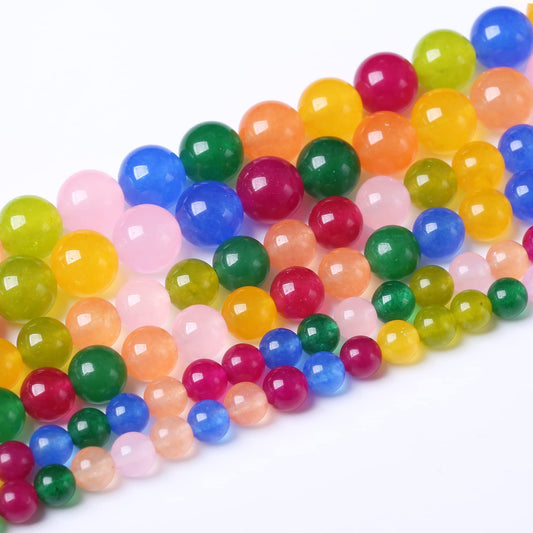 10MM Colored Agate Beads Round Loose Beads Natural Gem Beads Crystal Energy Stone Beads for Jewelry Making DIY Bracelet Necklace
