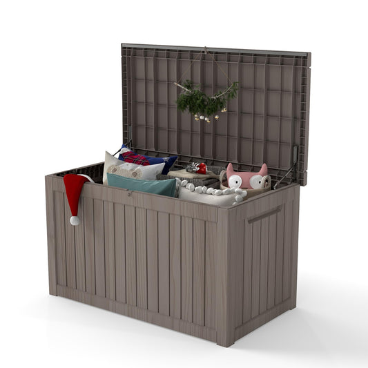 Yardgrace 270 Gallon Outdoor Storage Box Waterproof Large Resin Deck Box Indoor/Outdoor Lockable Storage Container and Seating for Garden, Pool, and Patio (270 Gallon, Grey)