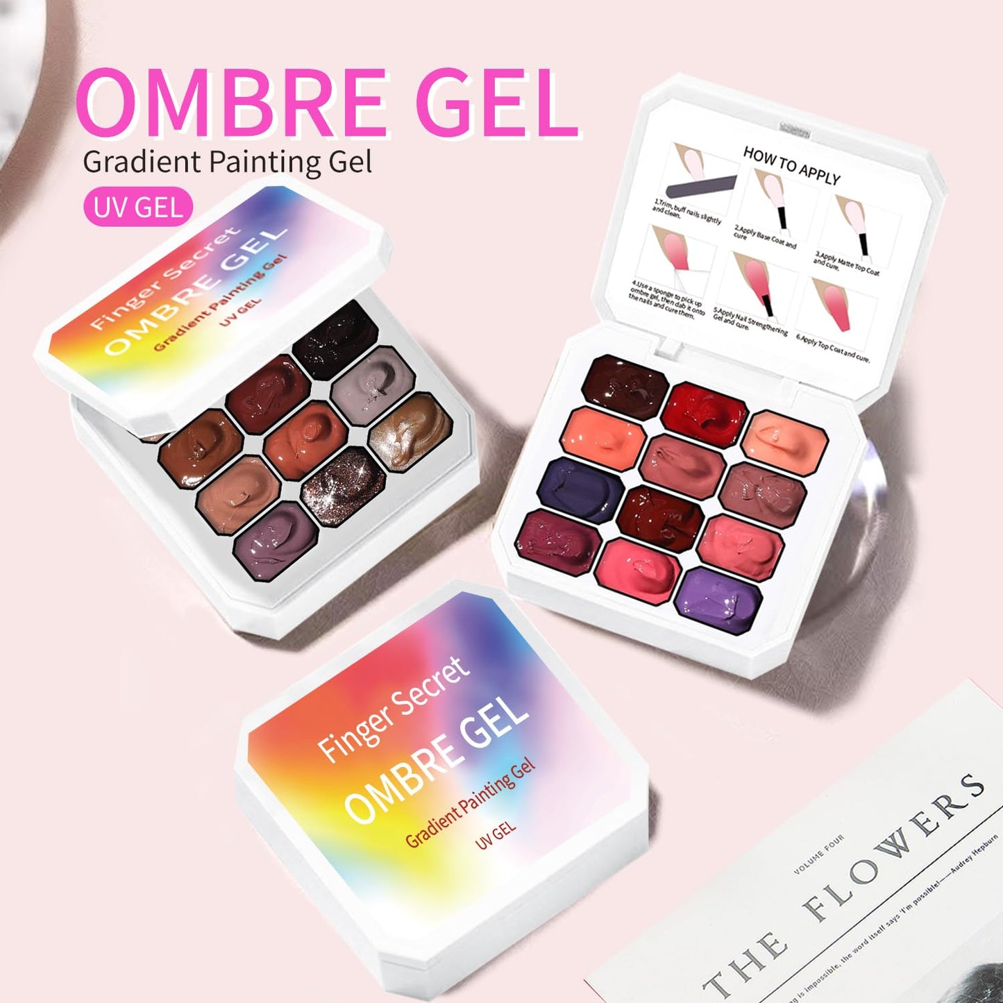AOBOO Pat Painting Gel Gradient Nail Art 12 color Ombre Nail Polish With 100pcs Nail Sponges & Grabbing Pen For Completion Of Painting Glue For Nail Art Complex Design (c1)