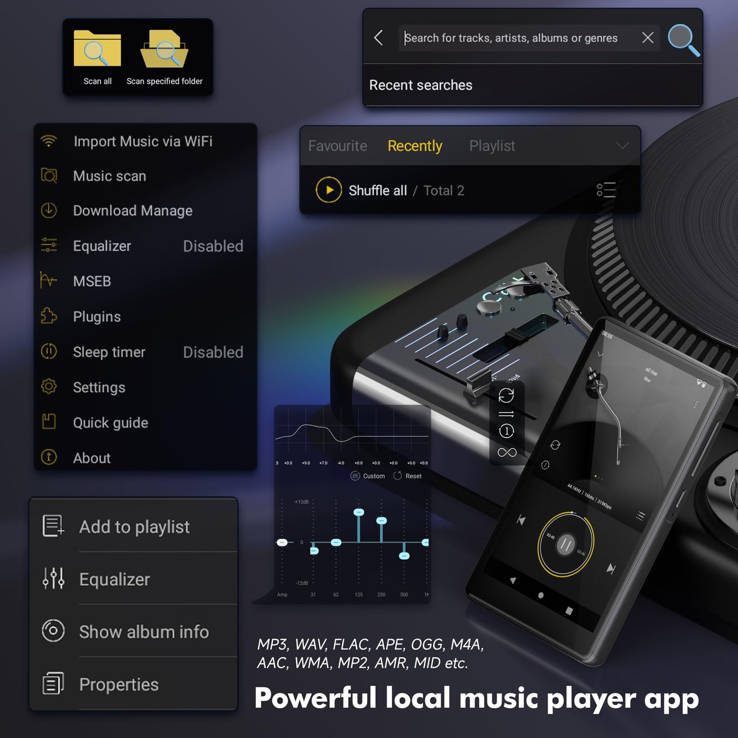 RUIZU 83GB Android MP3 Player with Bluetooth and WiFi, 4.5" IPS Touchscreen Music Player with Spotify, Pandora, Amazon Music, Parental Control MP4 MP3 Player for Kids with Libby, Audible, Up to 1TB