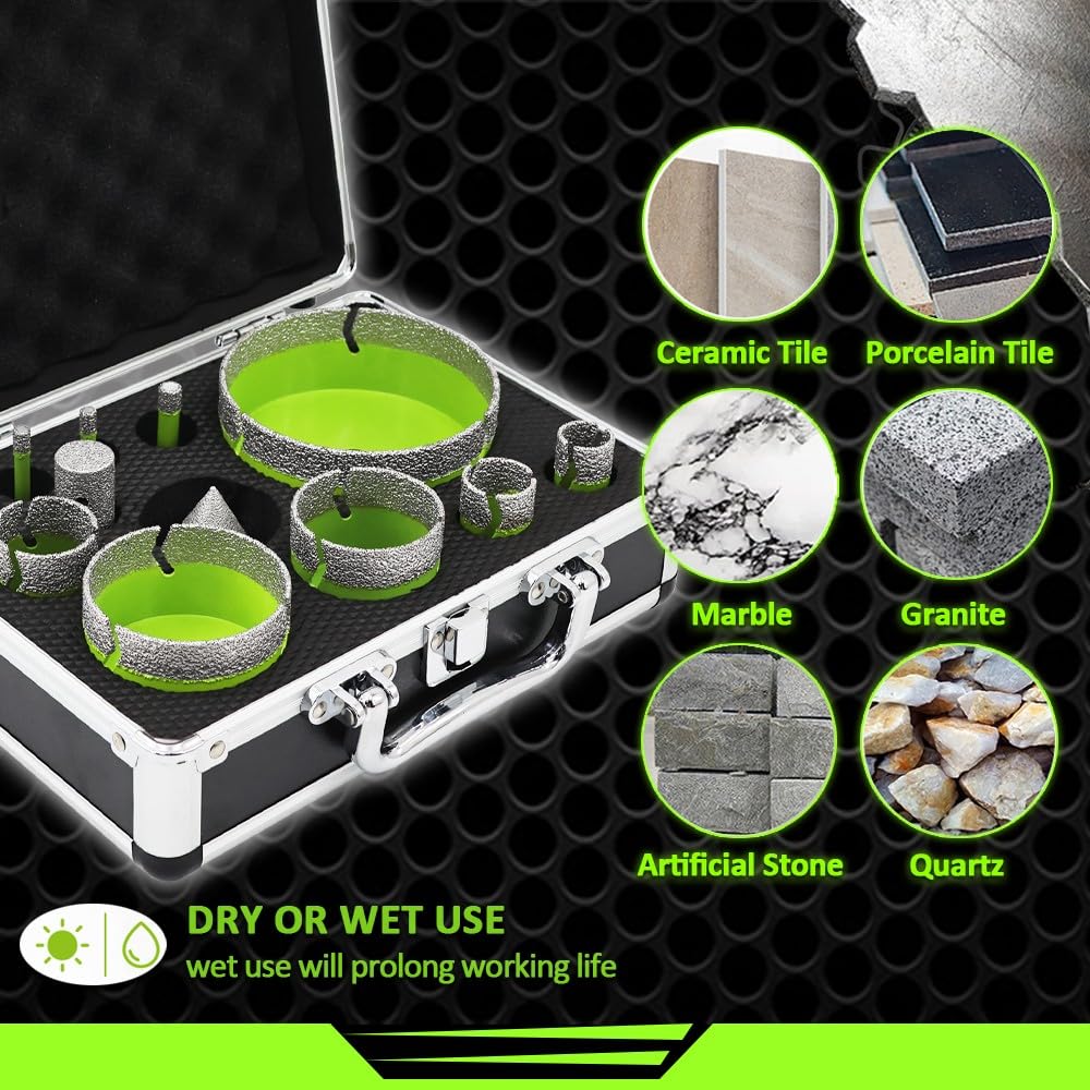 4" Diamond Tile Hole Saw Kit FACHLICH Porcelain Ceramic Tile Diamond Core Drill Bits Set FACHLICH Diamond Porcelain Saw Blade 4.5" Tile Blades 2pcs Dry Wet Tile Cutting Disc
