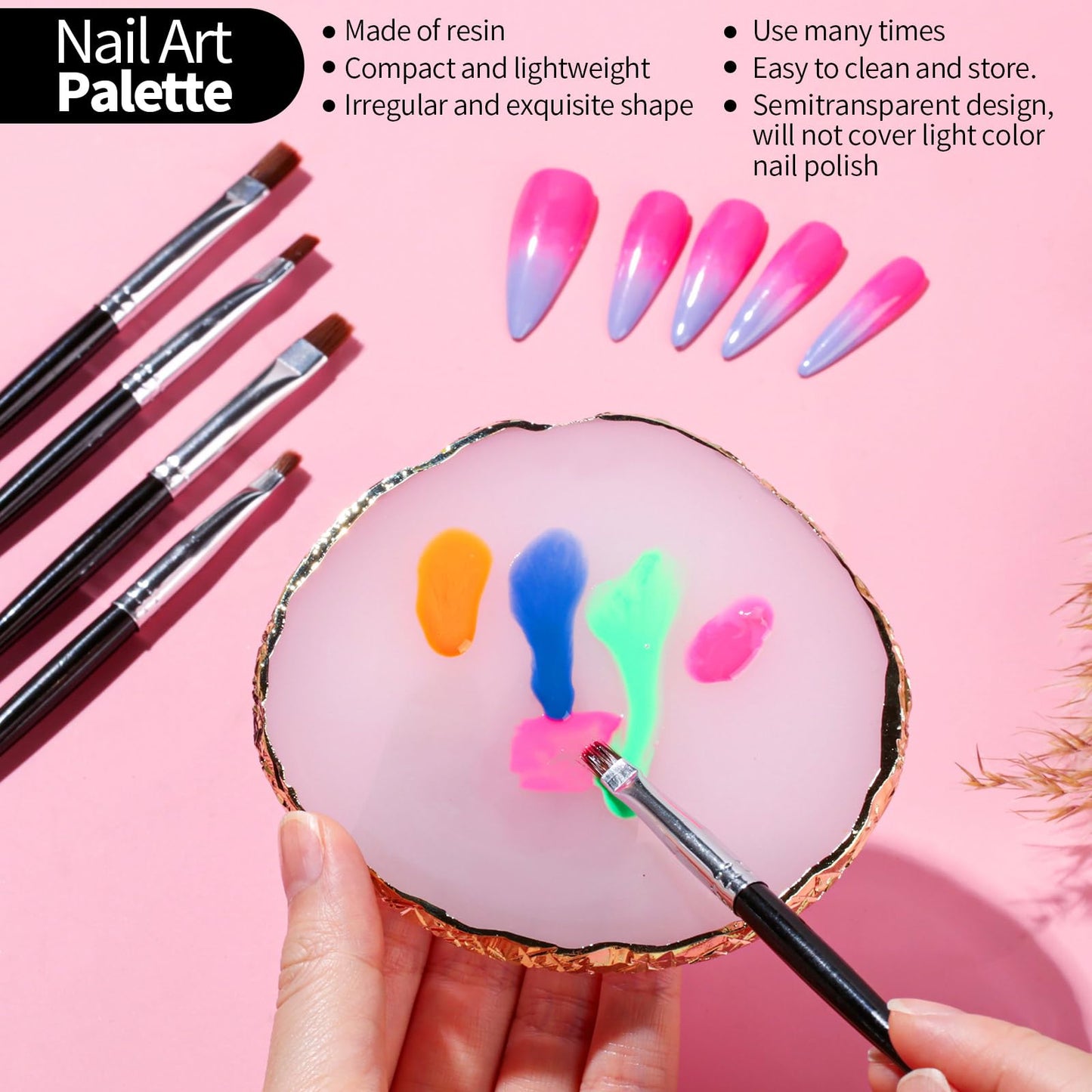 FANDAMEI Nail Art Brushes, Nail Art Tools, Nail Design Tools, Nail Brush Set With Nail Stand, Nail Holder For Painting Nails, 11PCS Nail Brushes For Nail Art, 5PCS Nail Dotting Tool, Nail Art Palette