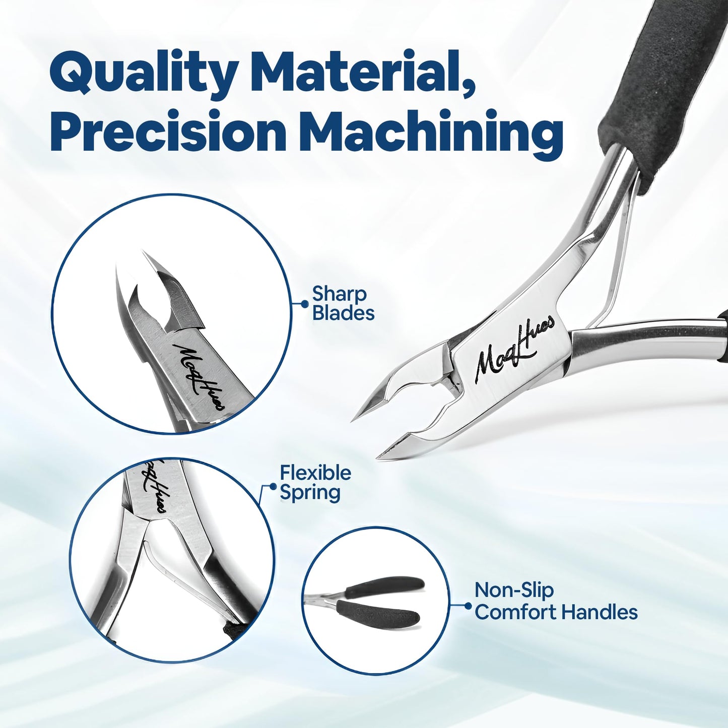MaqHues Professional Cuticle Nipper/Cuticle Trimmer, 4mm Sharp Jaw, Non-Slip Great Comfort Grips, In Travel Leather Case, Cuticle Cutter/Cuticle Clipper Stainless Steel Nail Tools for Manicure (Black)
