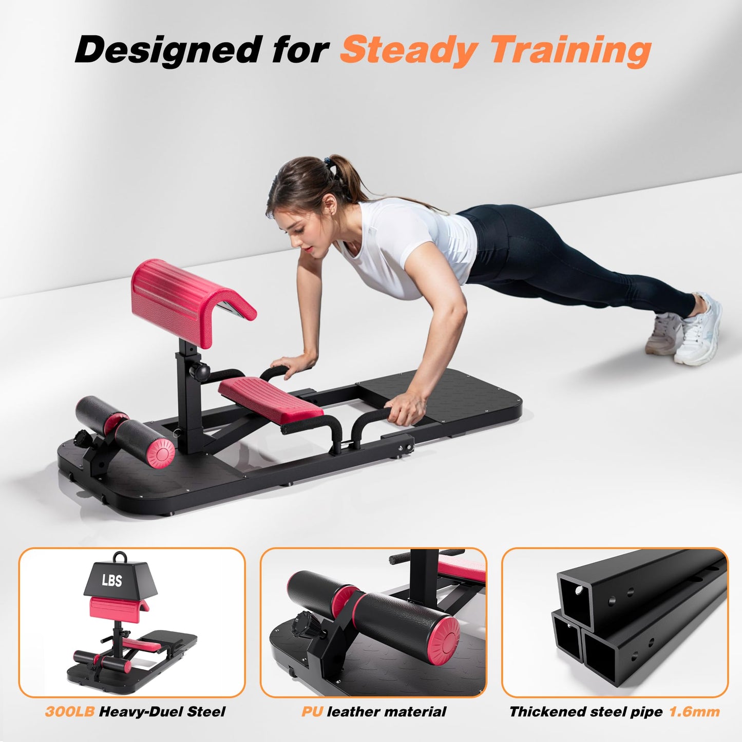 Hip Thrust Machine with High Resistance and Protectors Pad - 3D High Density Polyurethane Cushion - Premium Squat for at Home Gym-Comes with Handles to Exercise Your Arms GlutesWorkout（Black）
