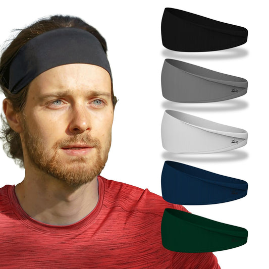 Relix Sports Headband for Men (5 Pack) Moisture Absorbing Workout Headband, Sweatband Headbands for Running, Cycling, Football, Yoga, Unisex Hairband