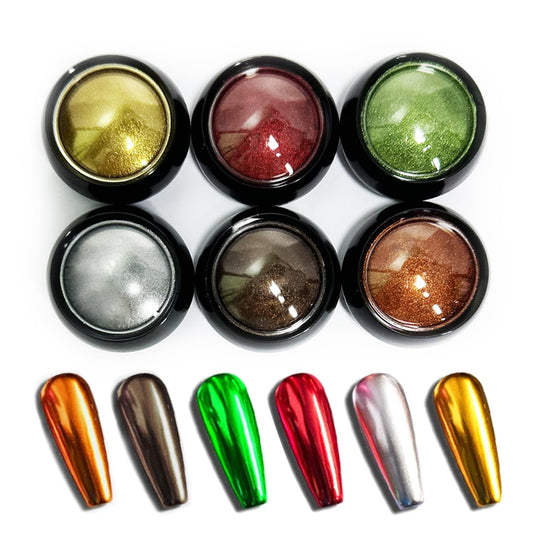Nail Art Mirror Pigment Gold Chrome Nail Powder Kit Holographic Nail Glitters Silver Nail Chrome Powder Set