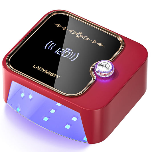 LadyMisty 268W Low Heat UV Nail Lamp Cordless, Fast Curing Rechargeable LED Nail Lamp with LCD Display & Knob, No Burn Professional Nail Dryer for Gel Polish Home Salon Gifts for Women